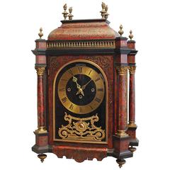 Good Late 19th Century English Boulle Work Quarter Chiming Mantel Clock